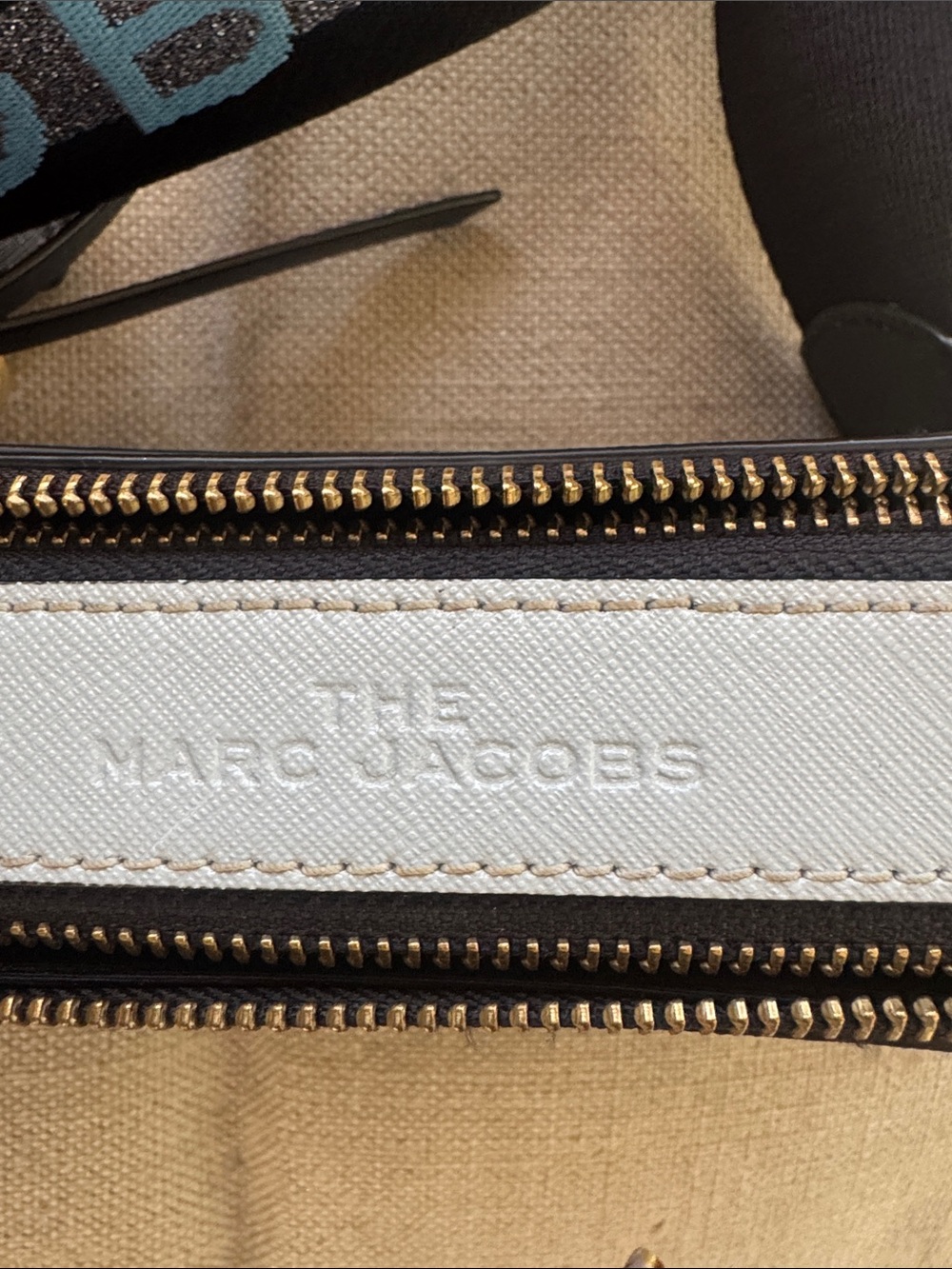 Marc Jacobs Navy Snapshot Bag with Branded Light Blue Strap - Picture 3 of 4